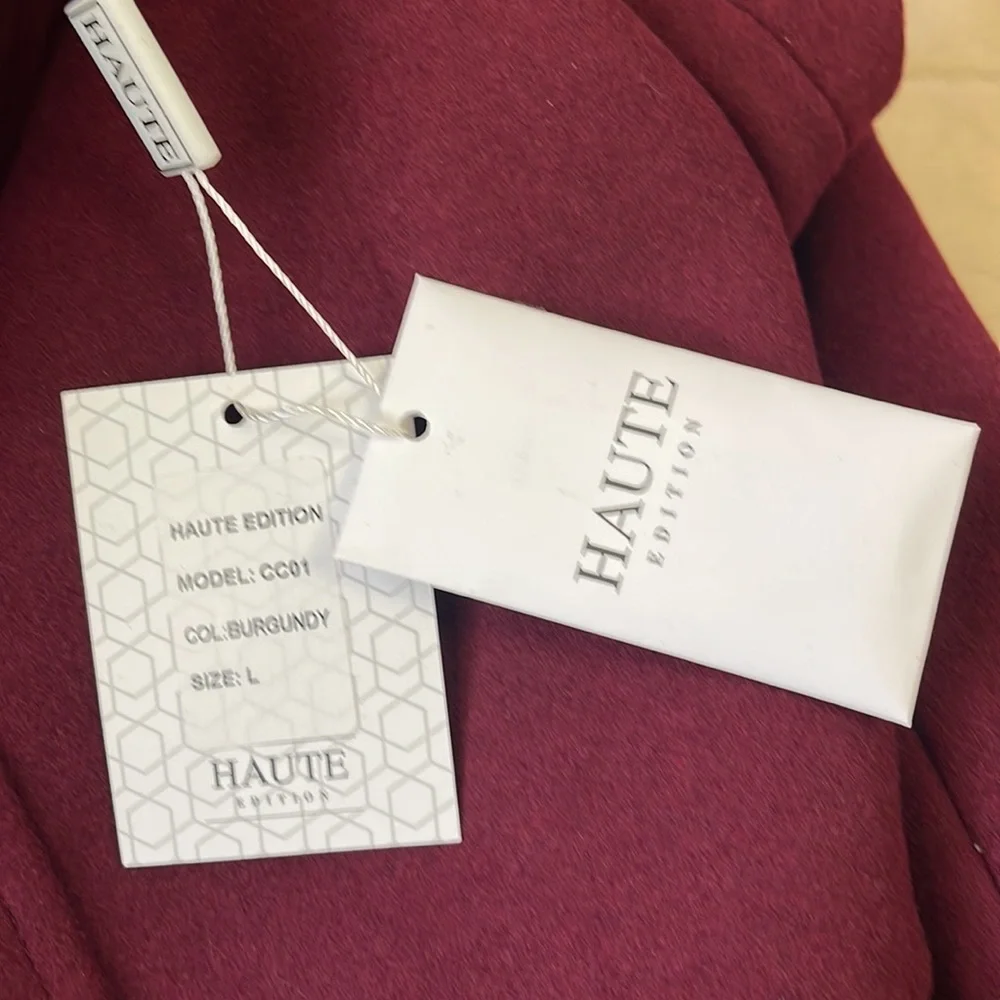 NWT “Haute” BURGUNDY CAR COAT, Single Breasted with two pockets - Picture 6 of 6